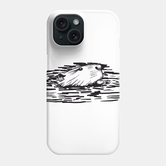 Swimming Beaver Phone Case by Kirsty Topps