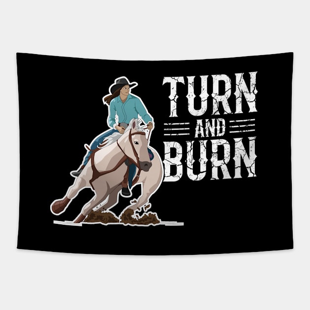 Barrel Racing -Turn And Burn Tapestry by Kudostees