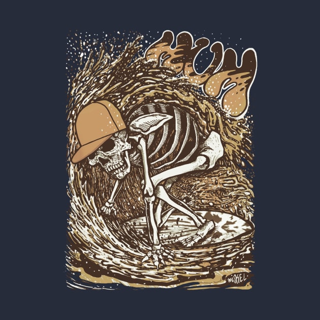 Vintage Surfer Skeleton by miskedesign by miskel