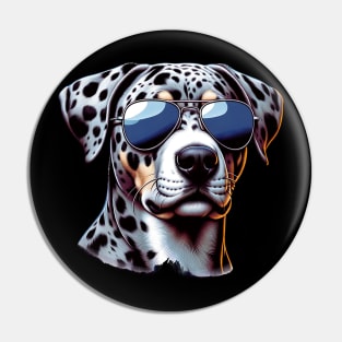 Catahoula Leopard Dog Wearing Sunglasses Pin
