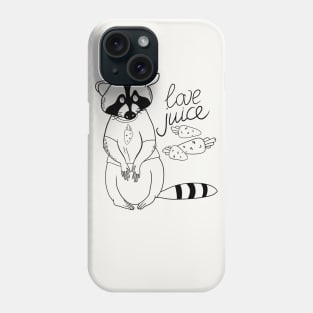 Cartoon raccoon and carrot juice Phone Case