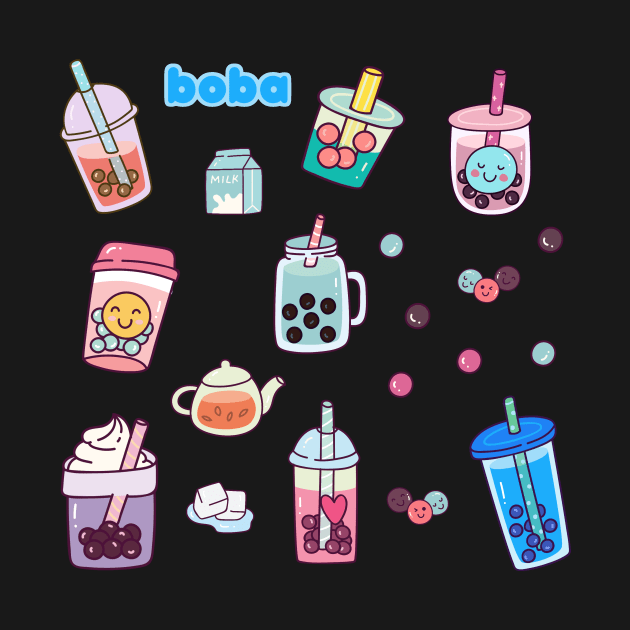 Cute Kawaii Boba Bubble Tea by CeeGunn