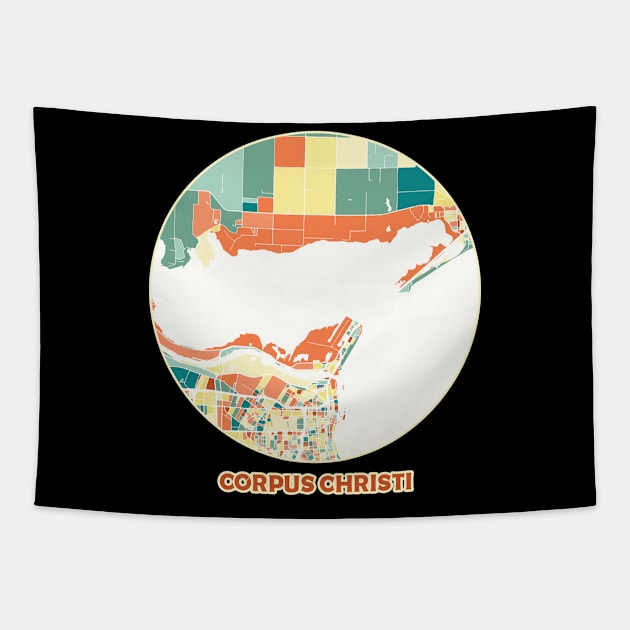 Corpus Christi map in mozaique colors Tapestry by SerenityByAlex