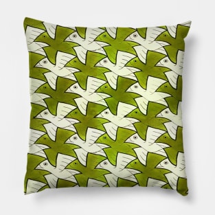 Art Deco Bali birds camouflage tessellation Pillow