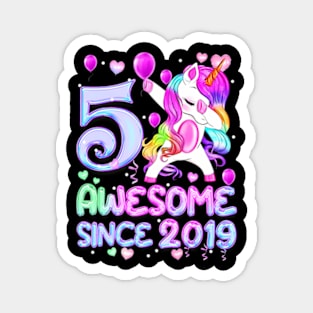 5 Years Old Unicorn Dabbing 5th Birthday Girl Unicorn Magnet