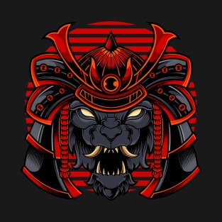 Roaring Samurai: Powerful Wolf Head with a Warrior's Helmet T-Shirt