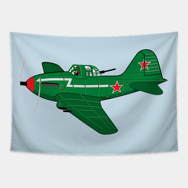 Cartoon retro strike plane Tapestry by Mechanik