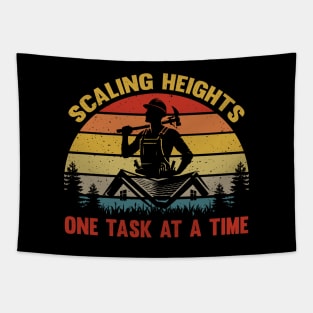 Retro Roofer Vintage Roofing Funny Roof Mechanic Humor Tapestry