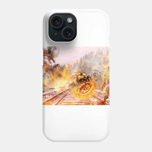 3D GHOST RIDER TRAIN Phone Case by MICHAEL ZHOU
