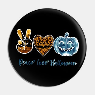 Peace Heart Love Fall Pumpkin Halloween Leopard Pin