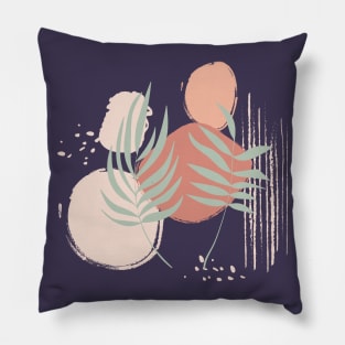 Abstract shapes dots and plants digital design illustration Pillow