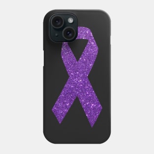 Purple Faux Glitter Awareness Ribbon Phone Case