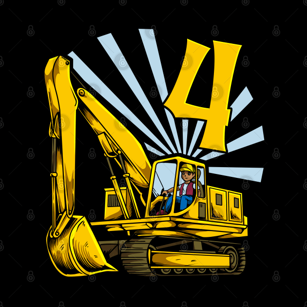 Excavator 4 year old birthday by Modern Medieval Design