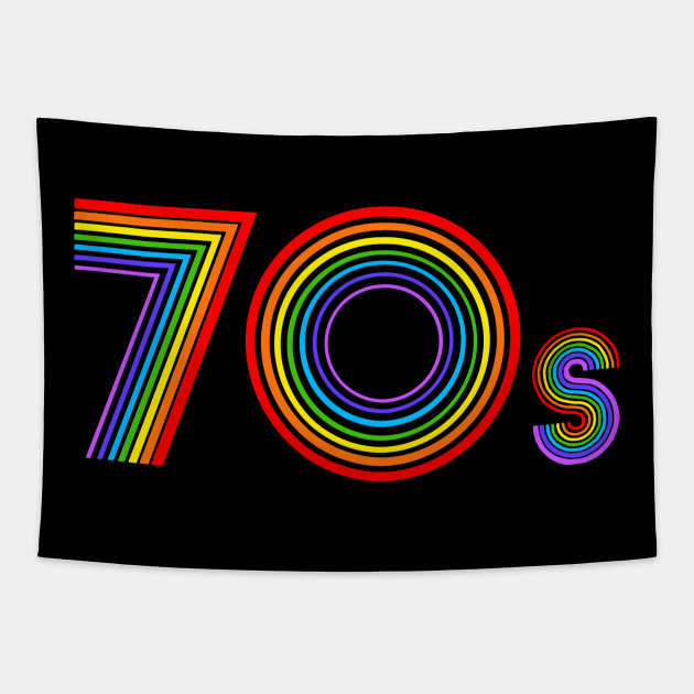 Disco 70s Retro Rainbow Decade Tapestry by Art by Deborah Camp