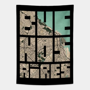 Buenos Aires, Argentina City Map Typography - Vintage Tapestry