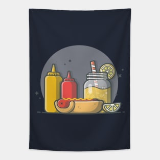 Hotdog, ketchup and lemonade Tapestry