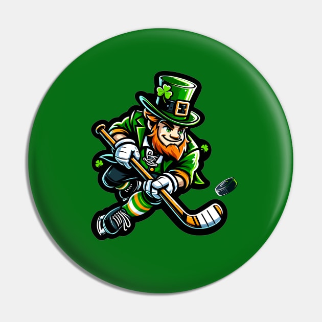 Irish American Hockey Player - St Patricks Day Funny Hockey Pin by eighttwentythreetees