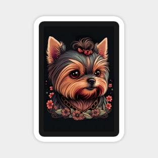 Super Cute Yorkshire Terrier Puppy Portrait - Japanese style Magnet