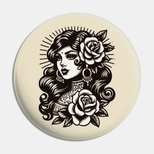 Gypsy Woman Tattoo Art Pin