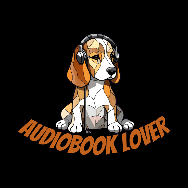 audiobook lover, beagle dog, funny gifts for dog lovers by Soudeta