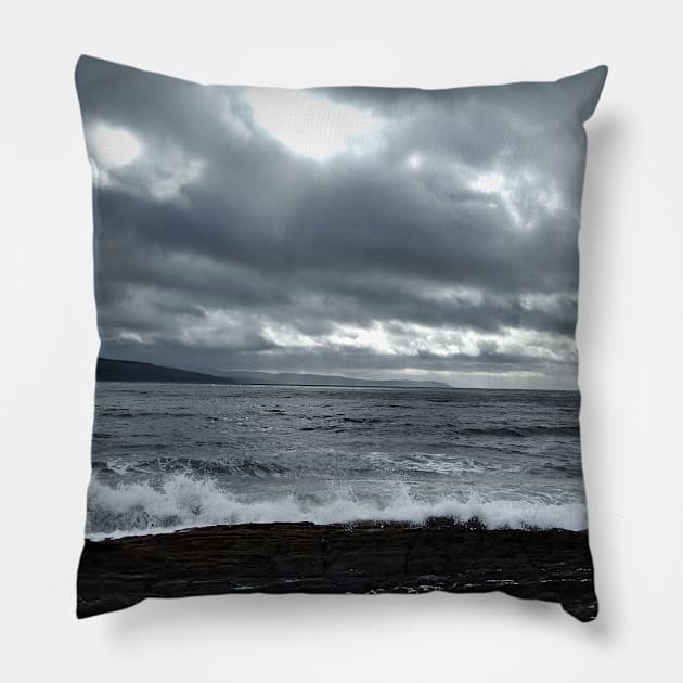 Rocky coastline near Grogport, Kintyre, Scotland. Pillow by richflintphoto