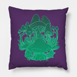 Mushroom Floor Earth Green Pillow