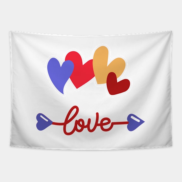 Love arrow , cupid design  in handwriting style with hearts for valentine's day Tapestry by FelippaFelder