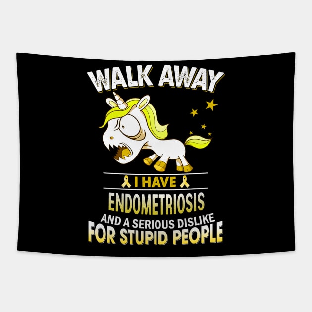 funny endometriosis grumpy unicorn warrior Tapestry by TeesCircle