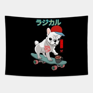 French Bulldog Freestyle: Café Cruisin' on Wheels Tapestry