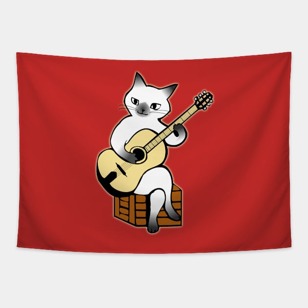 Cat Playing Guitar | Funny Cat Tapestry by DonnaPeaches