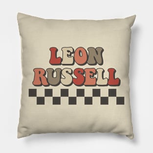 Leon Russell Checkered Retro Groovy Style Pillow