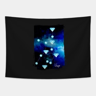 Virgo Constellation in Blue Topaz - Star Signs and Birth Stones Tapestry