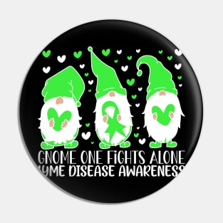 Lyme Disease Awareness Gnome One Fights Alone Lyme Pin