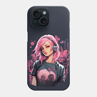 Cyberpunk Anime Girl T-Shirt, Futuristic Techwear Aesthetic, Kawaii Manga Shirt, Japanese Streetwear, Japanese Harajuku Clothing Phone Case