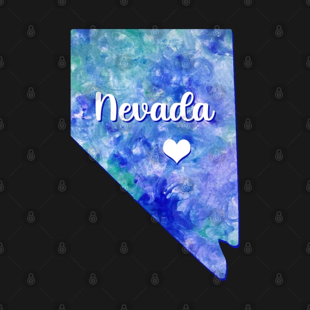 Nevada state map USA heart watercolor blue watercolour by WatercolorFun