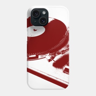 Vintage Red Turntable with Vinyl Record Illustration Phone Case