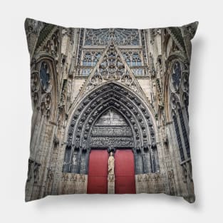 Notre Dame de Rouen red door Pillow