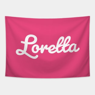 Loretta Cursive Script Typography White Text Tapestry