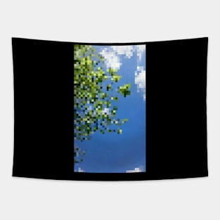 blue sky and leaves pixel art Tapestry