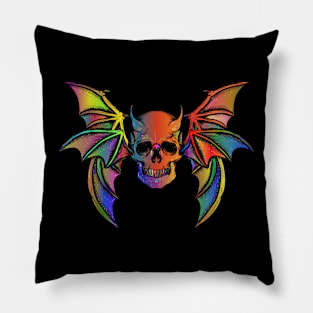 Rainbow Skull Bat Pillow