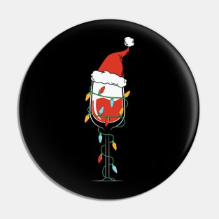 Wine Christmas Lights Santa Pin