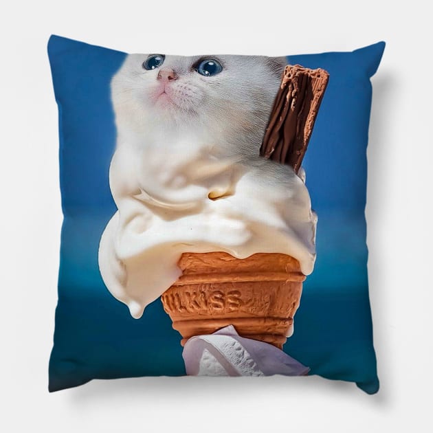 Ice-Cat Cat Ice Cream Pillow by Random Galaxy