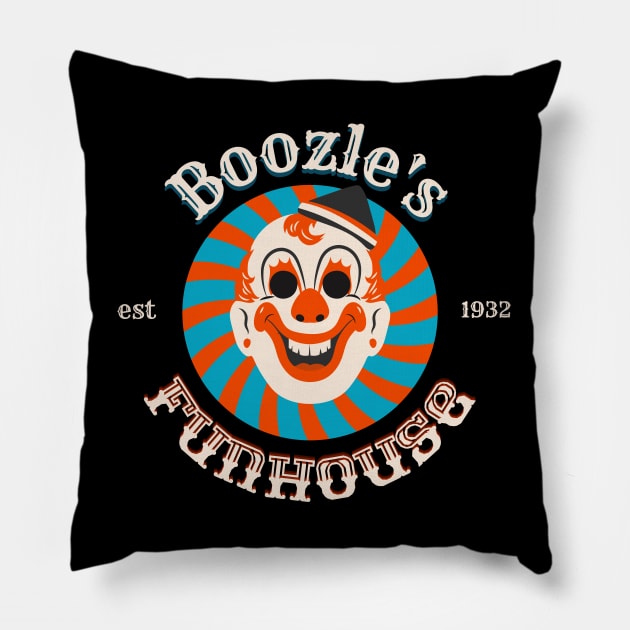 Boozle's Funhouse Clown Carnival Print Pillow by thepinecones