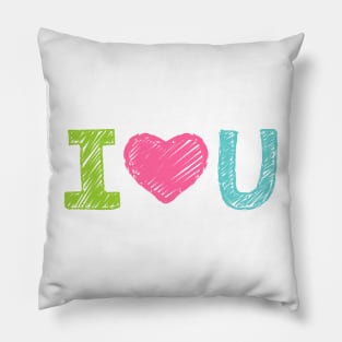 I Love U Chalkboard Drawing Pillow