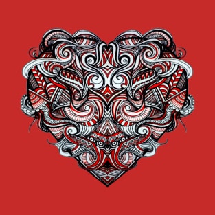 Zen Doodle Abstract Line Art Heart Valentine's Day T-Shirt