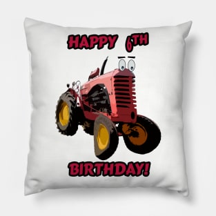 Happy 6th birthday tractor design Pillow