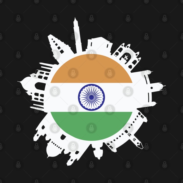 India Skyline India Flag Delhi Mumbai Chennai Kolkata by alltheprints