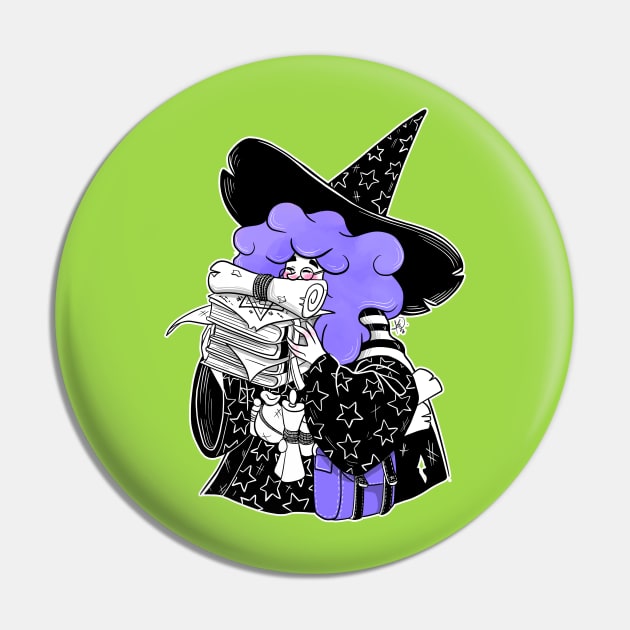 The Bookworm Witch - Purple Hair Pin by KPrimeArt