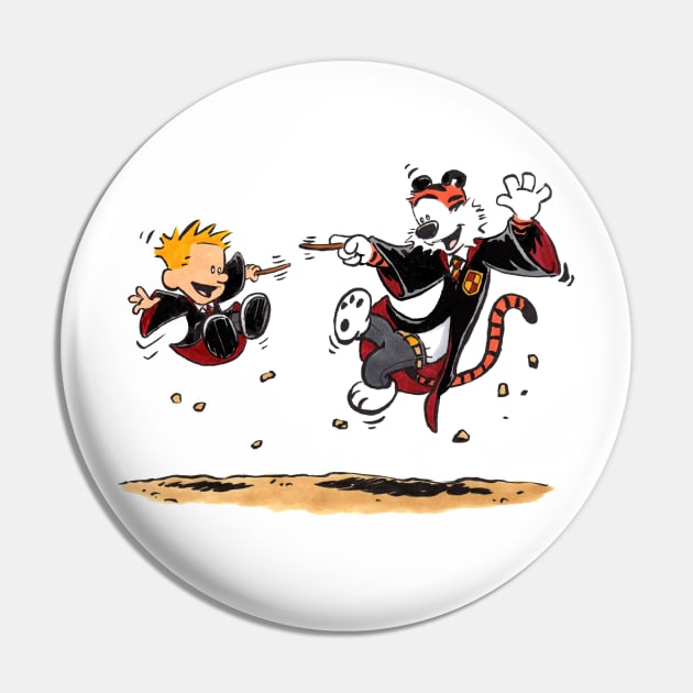 Magical Wizard Calvin and Hobbes Pin by SketchbooksTees