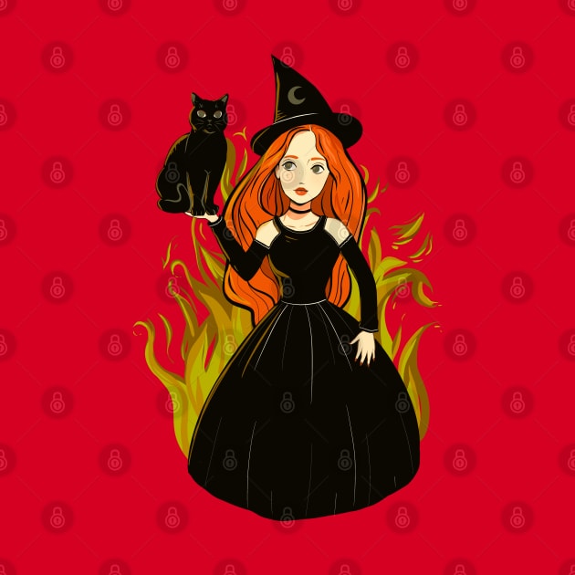Cute witch with a black cat by Mimie20